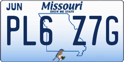MO license plate PL6Z7G