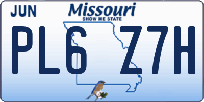 MO license plate PL6Z7H