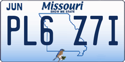 MO license plate PL6Z7I