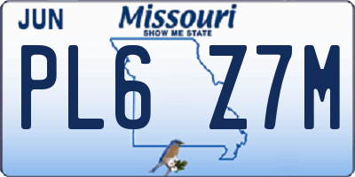 MO license plate PL6Z7M