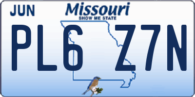 MO license plate PL6Z7N
