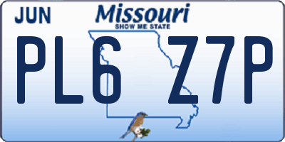 MO license plate PL6Z7P