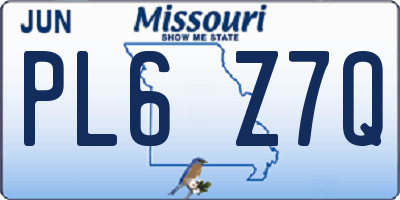 MO license plate PL6Z7Q