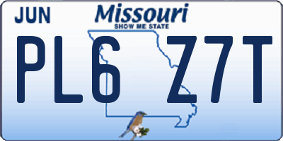 MO license plate PL6Z7T