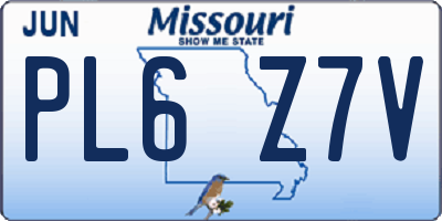MO license plate PL6Z7V