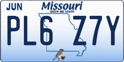 MO license plate PL6Z7Y