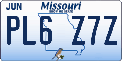MO license plate PL6Z7Z