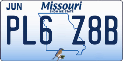 MO license plate PL6Z8B