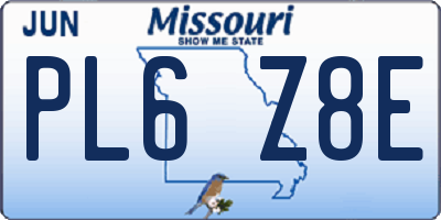 MO license plate PL6Z8E