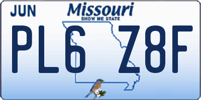 MO license plate PL6Z8F
