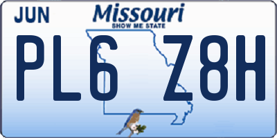MO license plate PL6Z8H