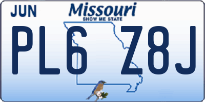 MO license plate PL6Z8J