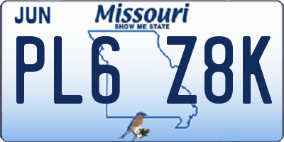 MO license plate PL6Z8K