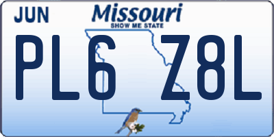 MO license plate PL6Z8L