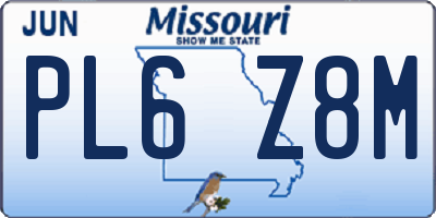 MO license plate PL6Z8M