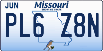 MO license plate PL6Z8N