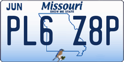 MO license plate PL6Z8P