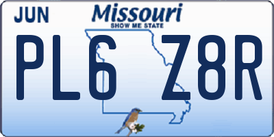 MO license plate PL6Z8R