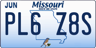 MO license plate PL6Z8S
