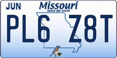 MO license plate PL6Z8T
