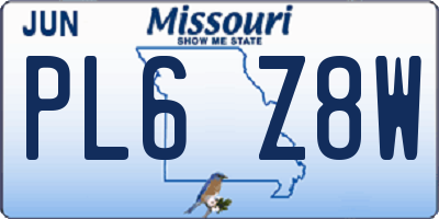 MO license plate PL6Z8W