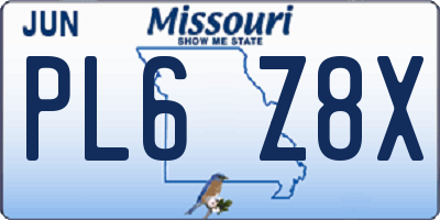 MO license plate PL6Z8X
