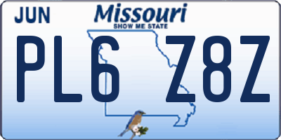 MO license plate PL6Z8Z