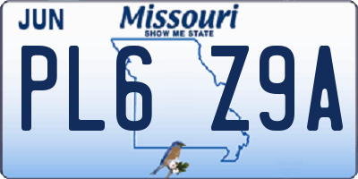 MO license plate PL6Z9A