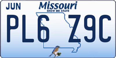 MO license plate PL6Z9C