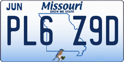 MO license plate PL6Z9D