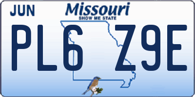 MO license plate PL6Z9E