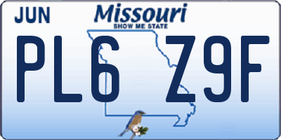 MO license plate PL6Z9F
