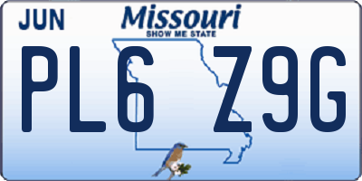MO license plate PL6Z9G