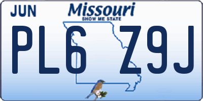 MO license plate PL6Z9J