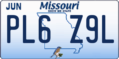 MO license plate PL6Z9L