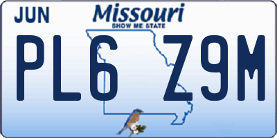 MO license plate PL6Z9M