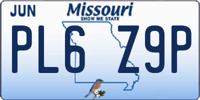 MO license plate PL6Z9P