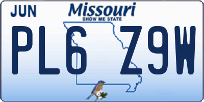 MO license plate PL6Z9W