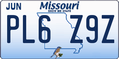 MO license plate PL6Z9Z