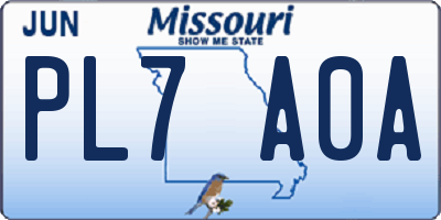 MO license plate PL7A0A