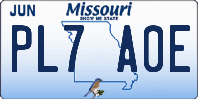 MO license plate PL7A0E