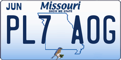 MO license plate PL7A0G