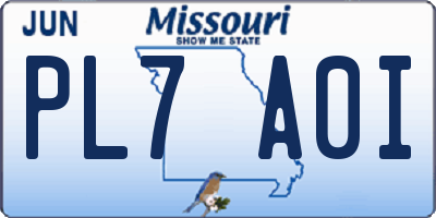 MO license plate PL7A0I