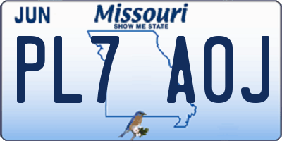 MO license plate PL7A0J