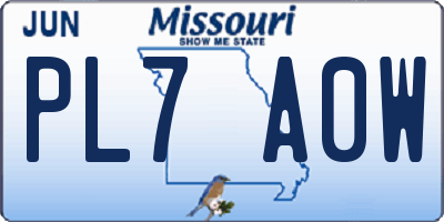 MO license plate PL7A0W
