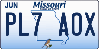 MO license plate PL7A0X
