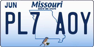 MO license plate PL7A0Y