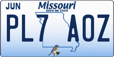 MO license plate PL7A0Z