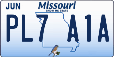 MO license plate PL7A1A