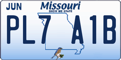 MO license plate PL7A1B